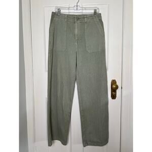 BP. Women's 30 Green High Rise Wide Leg Utility Pant 100% Cotton Sage Boho